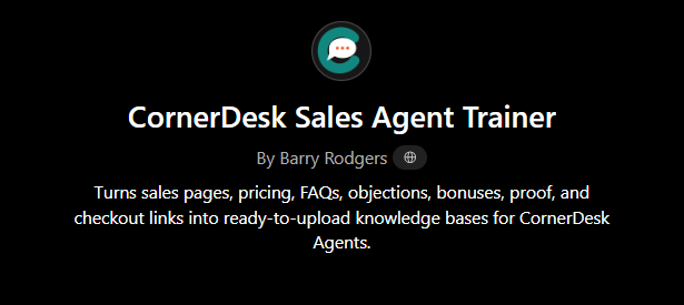 CornerDesk Sales Agent Trainer custom GPT preview